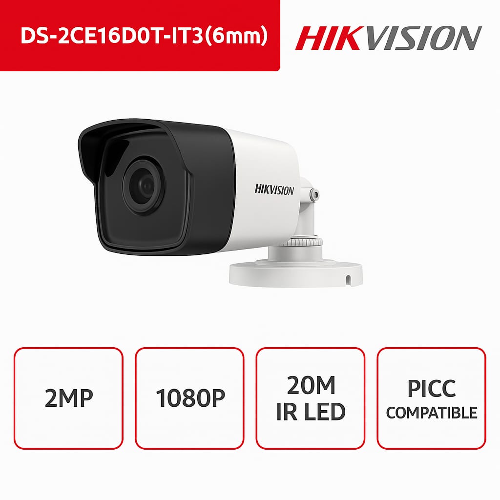 Hikvision Bullet Camera HD 2MP 3.6mm POC Smart IR20 IP67