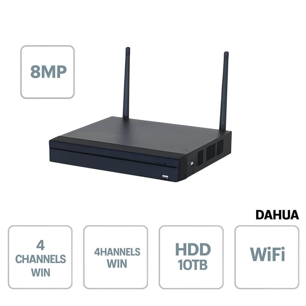 Dahua NVR WiFI 4 Canali IP 6MP 40Mbps Dahua H.265 P2P 1HDD Audio