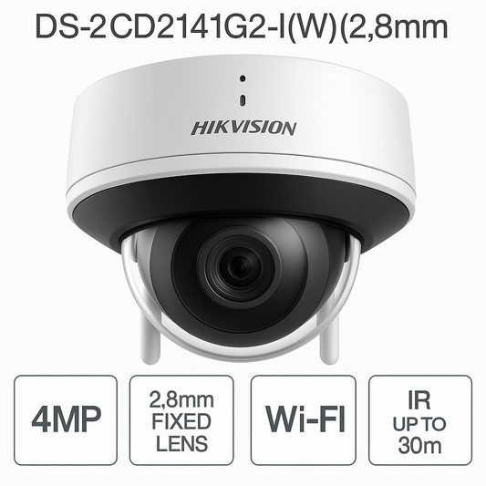 Telecamera Dome da esterno 4MP IR 30m Fixed Network Ottica 2.8mm Audio - Hikvision