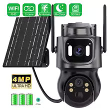 Telecamera solare esterna wireless a doppio obiettivo da 4 MP