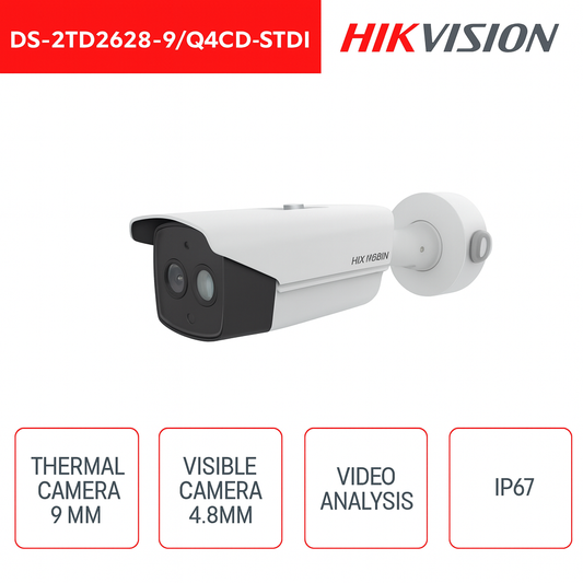 Hikvision Camera Bullet Bi-spectrum Termica 3.6mm e Visibile 4.3mm IP67 PoE Video Analisi