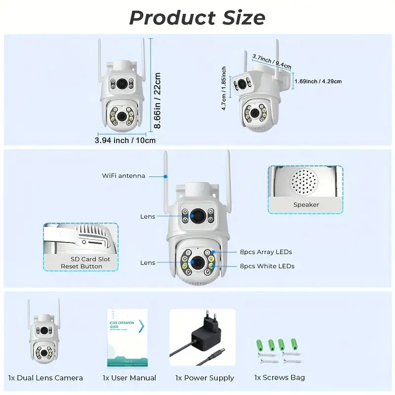 wifi smart camere a doppia lente 6MP