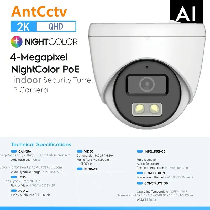 Telecamera Ip Poe Dome  4MP