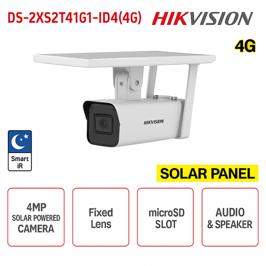 Telecamera IP 4MP ad alimentazione solare - 4G - Microfono e speaker