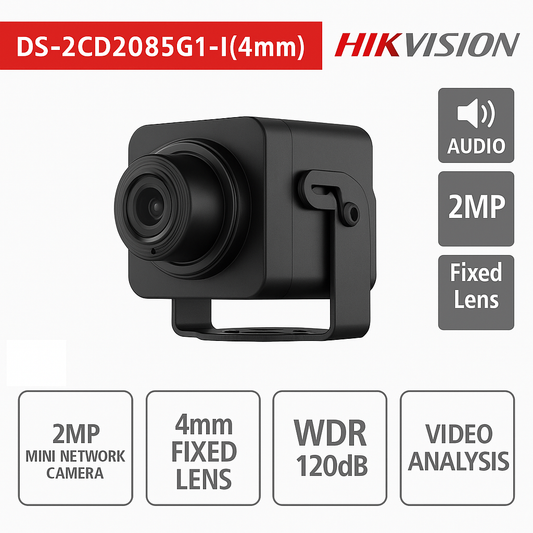 Telecamera IP Mini Network - 2MP - Ottica 2.8mm - Audio - WDR 120dB - Video Analisi