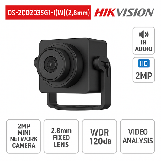 DS-2CD2D25G1/M-D/NF(4mm) - Telecamera IP Mini Network - 2MP - Ottica 4mm - Audio - WDR 120dB - Video Analisi