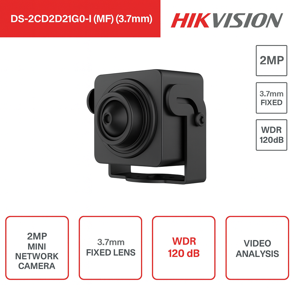 Telecamera IP Mini Network - 2MP - Ottica 2.8mm - Audio - WDR 120dB - Video Analisi