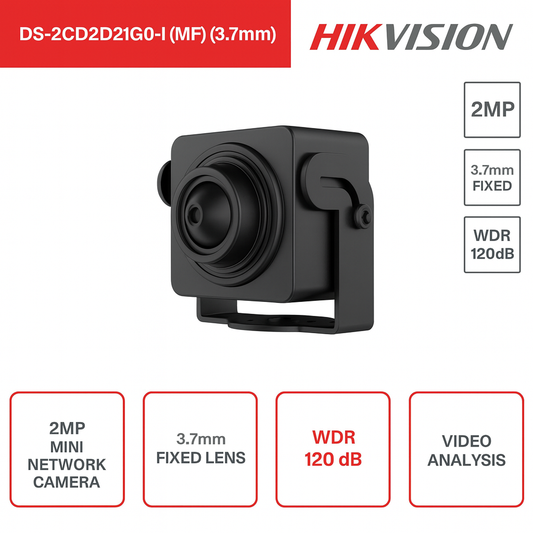 Telecamera IP Mini Network - 2MP - Ottica 3.7mm - Audio - WDR 120dB - Video Analisi