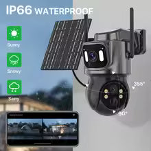 Telecamera solare esterna wireless a doppio obiettivo da 4 MP