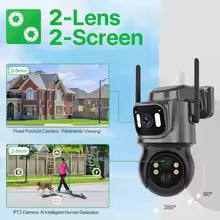 Telecamera solare esterna wireless a doppio obiettivo da 4 MP