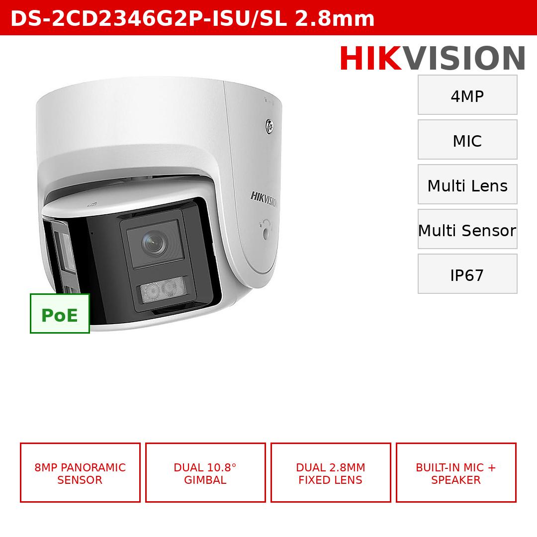 DS-2CD2346G2P-ISU/SL(2.8mm) - Telecamera IP Hikvision 4MP Panoramica con AcuSense e Allarme Attivo