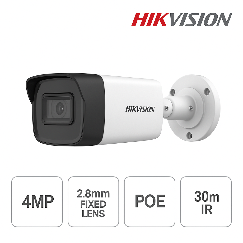 Telecamera Hikvision IP PoE 4 MP IR H.265+ Bullet Camera 2.8mm WDR