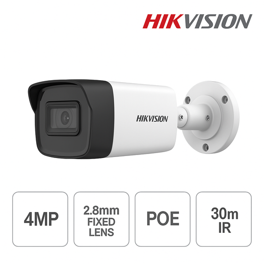 Telecamera Hikvision IP PoE 4 MP IR H.265+ Bullet Camera 2.8mm WDR