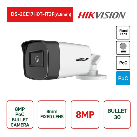 Telecamera Bullet PoC - 5MP - Ottica Fissa 3.6mm - Smart IR 40m