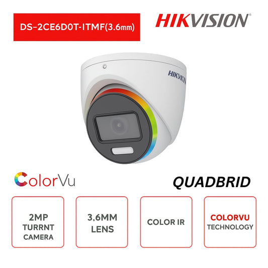 DS-2CE70DF8T-MF(3.6mm) - HIKVISION - Telecamera Turret 4in1 - 2MP - Color Vu Series - Ottica 3.6mm
