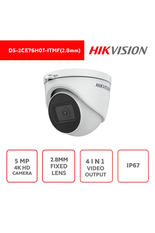 DS-2CE76H0T-ITMFS(2.8mm) - Audio Camera 5MP - 4in1 - Digital WDR - Smart IR 30m - Ottica 2.8mm