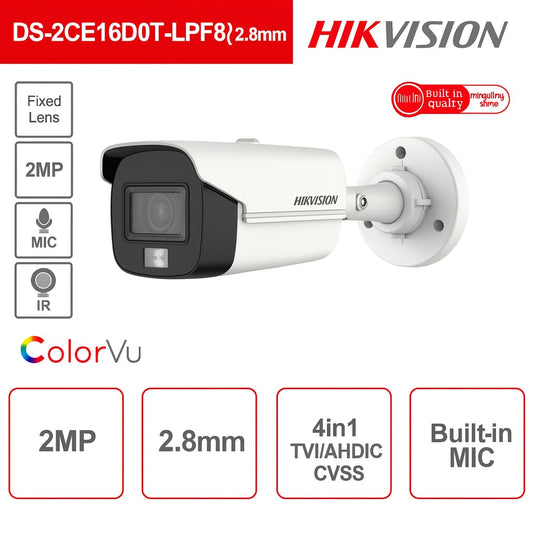 ColorVu Telecamera Hikvision da esterno Bullet 2MP 4in1 Audio Smart Hybrid Light