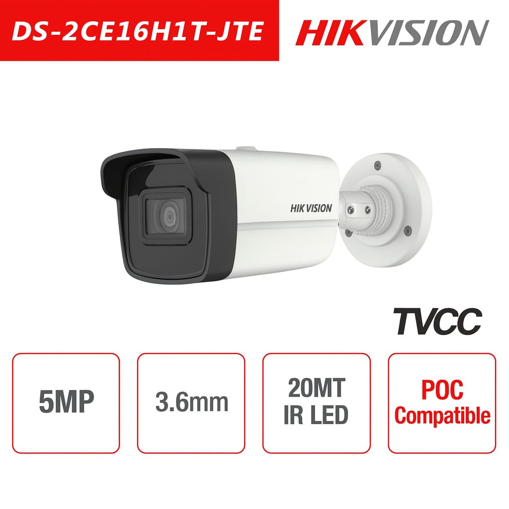 Telecamera Hikvision 5MP Bullet Camera HD Turbo HD-TVI 3.6mm IR POC