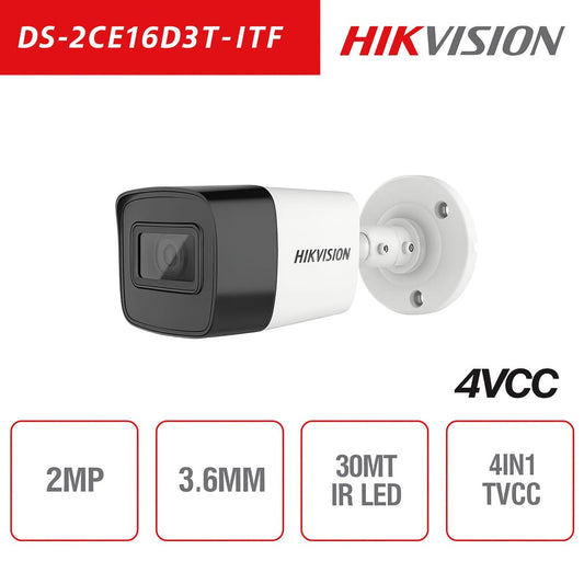 Telecamera Hikvision 2MP Bullet Camera HD Turbo HD-TVI 4in1 3.6mm IR