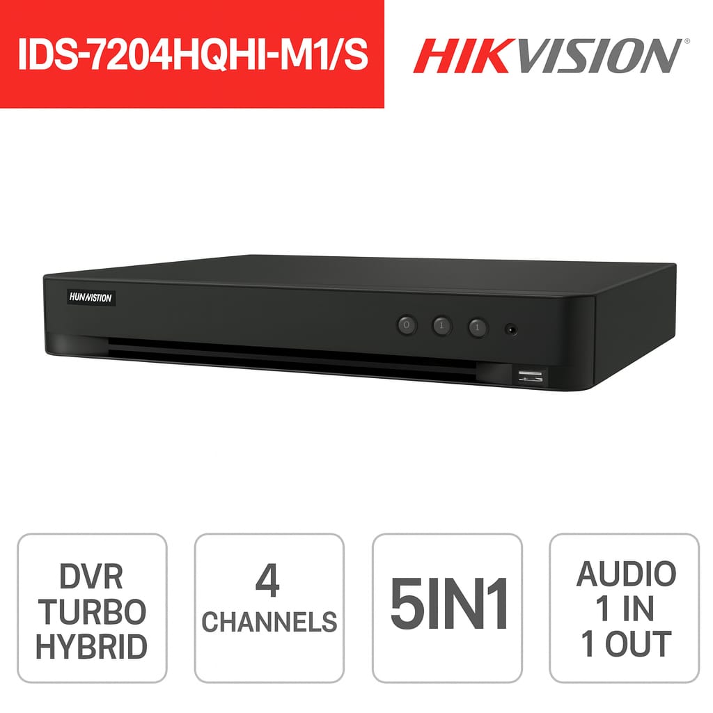 iDS-7204HQHI-M1/S - DVR Hikvision - 5in1 - 4 canali IP 6MP - Rilevamento del volto