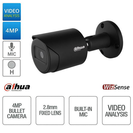 Telecamera IP POE ONVIF® Bullet - 4MP - 2.8mm - Video Analisi - Nero