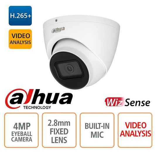 Telecamera IP POE ONVIF® Eyeball 4MP - Ottica 2.8mm - Video Analisi - IR 30m