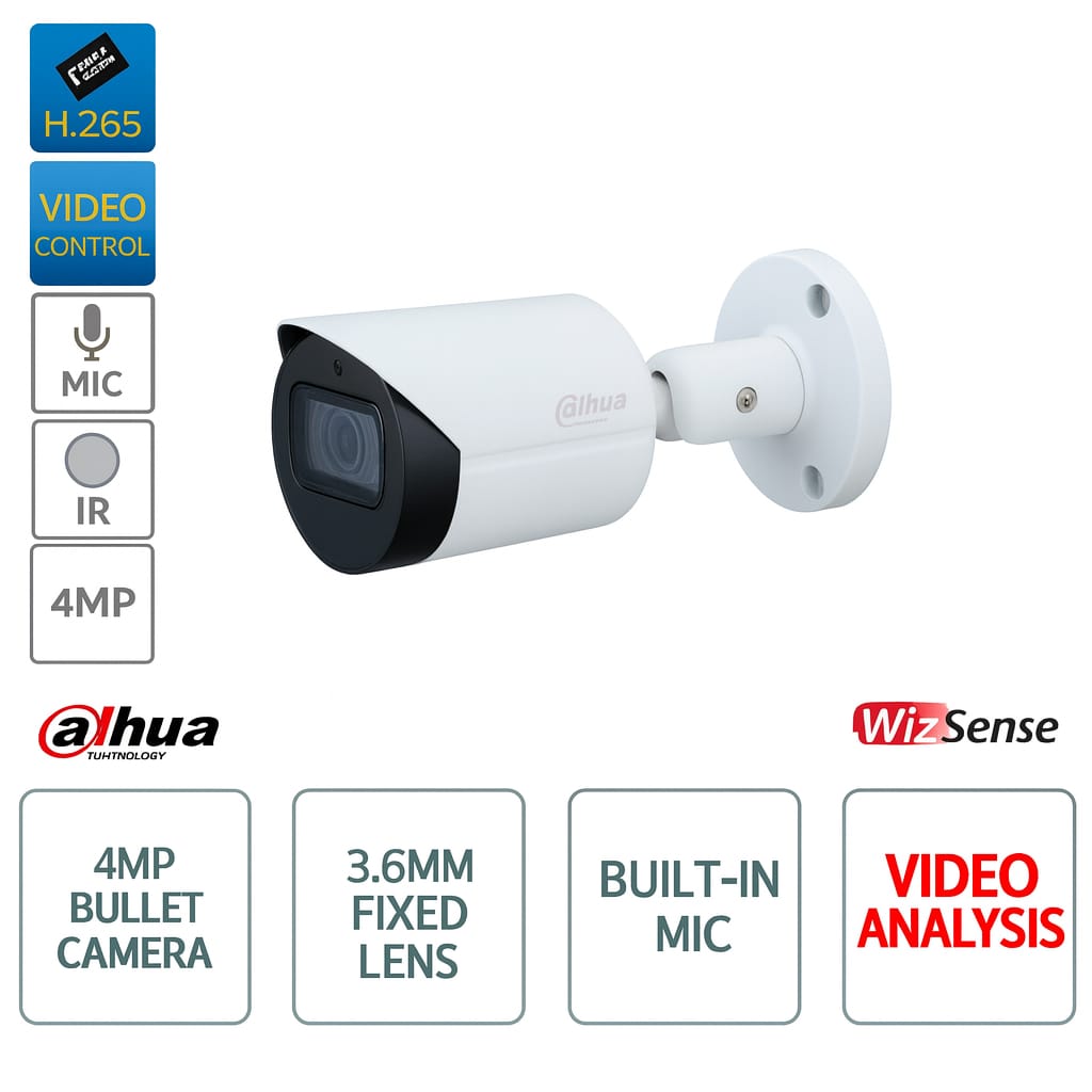 elecamera IP POE ONVIF® Bullet - 4MP - 3.6mm - Video Analisi