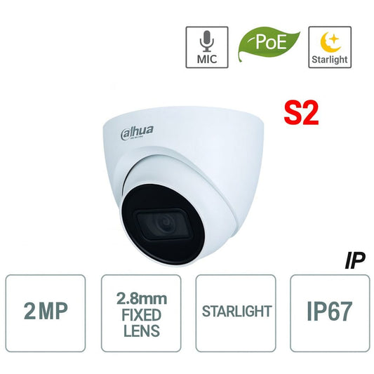 telecamera ip 1080p starlight h265 starlight poe micorofono incorporato s2