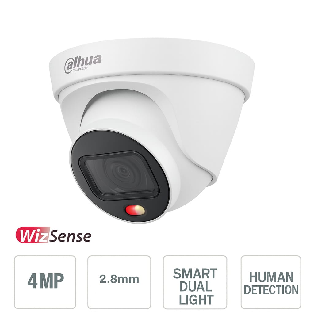 Telecamera Dahua 4MP IP con ottica 2.8 mm, AI Human Detection e Smart Dual Light