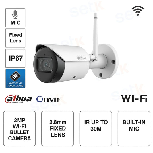 Telecamera IP ONVIF® - 2MP - Ottica 3.6mm - WIFI - IR 30m - Microfono