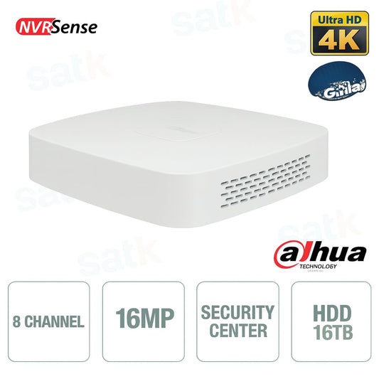 Registratore Dahua NVR 8 Canali 4K 16MP IP per telecamere videosorveglianza