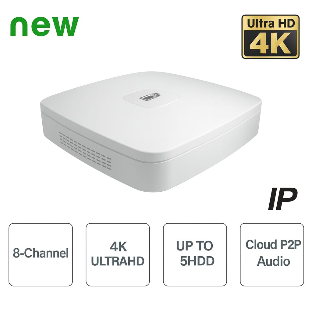 nvr 8 canali ip 4k 12mpx ultra hd h265+ audio Dahua