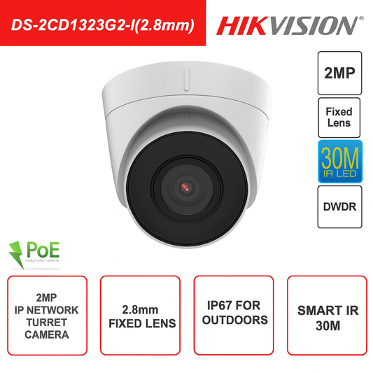 Telecamera videosorveglianza IP POE Turret - 2MP - Ottica 2.8mm - Smart IR 30m