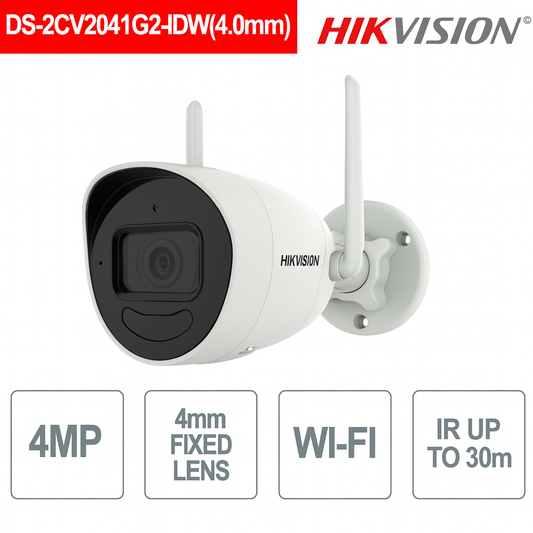 Telecamera Bullet da esterno 4MP IR 30m Fixed Network Ottica 4mm Audio - Hikvision