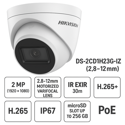DS-2CD1H23G0-IZ - Telecamera Hikvision IP POE 2.0MP 2.8-12mm IR H.265+ Turret Camera 2MP