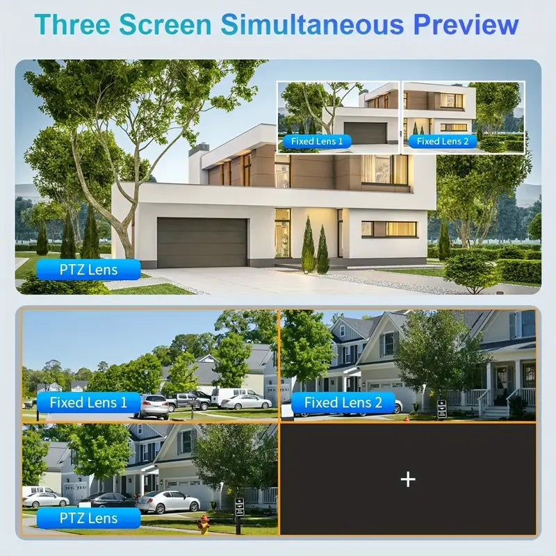20 MP WIFI PTZ CCTV Telecamera di sicurezza Wifi Cinque lenti Tre schermi Zoom 20x