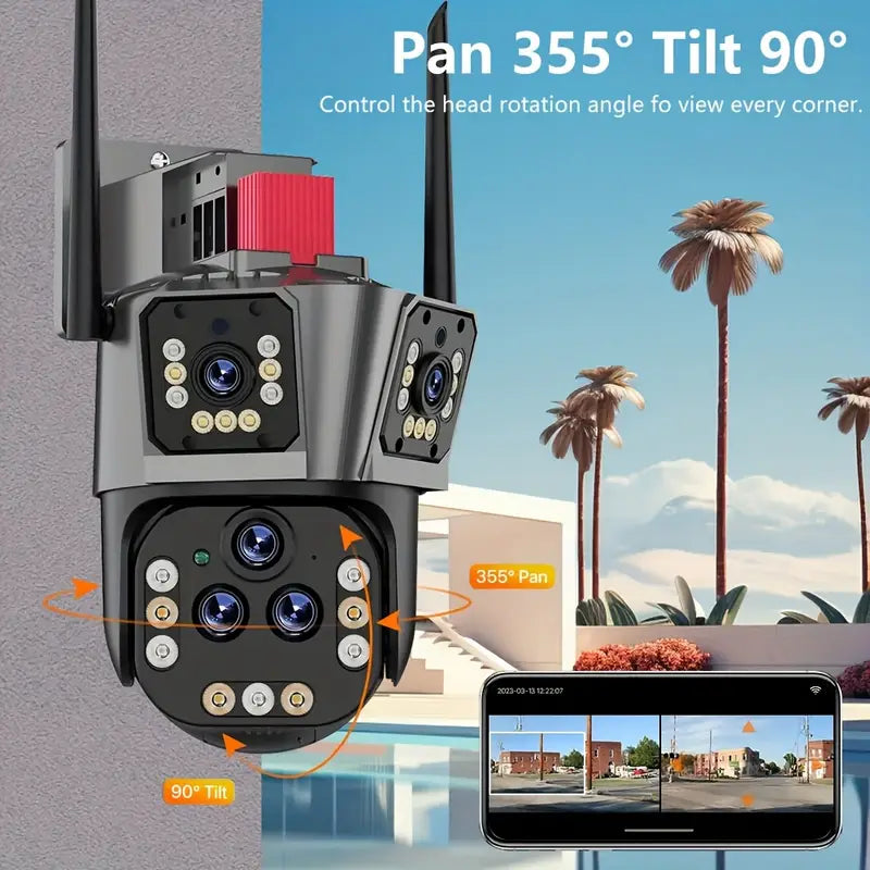 20 MP WIFI PTZ CCTV Telecamera di sicurezza Wifi Cinque lenti Tre schermi Zoom 20x