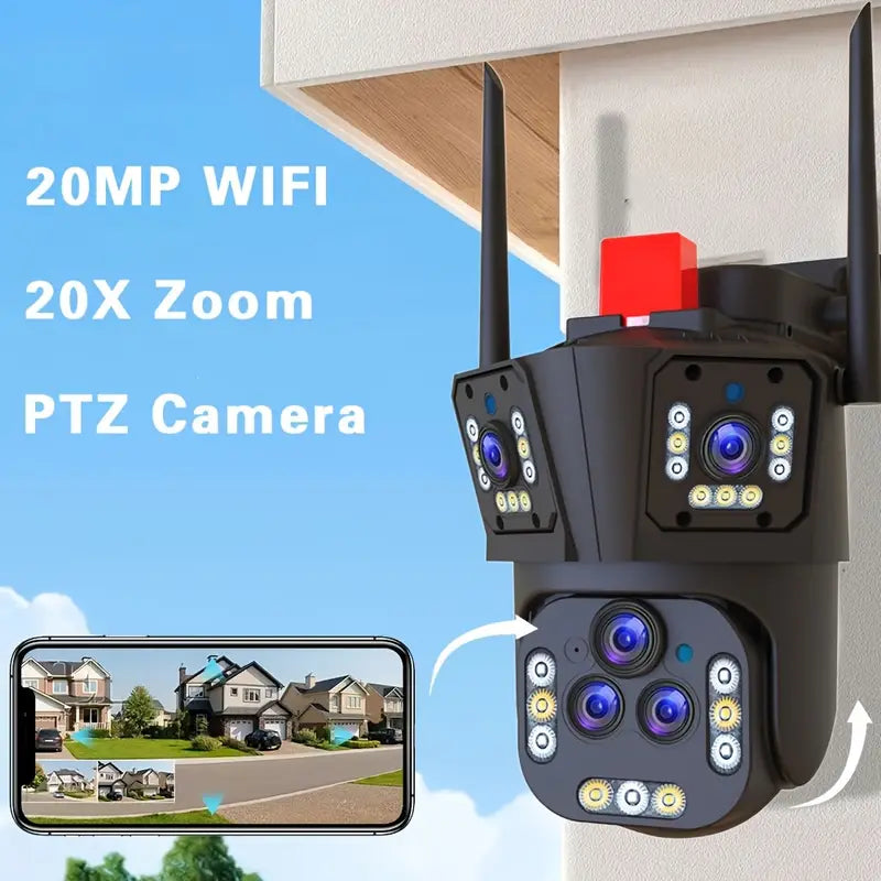 20 MP WIFI PTZ CCTV Telecamera di sicurezza Wifi Cinque lenti Tre schermi Zoom 20x