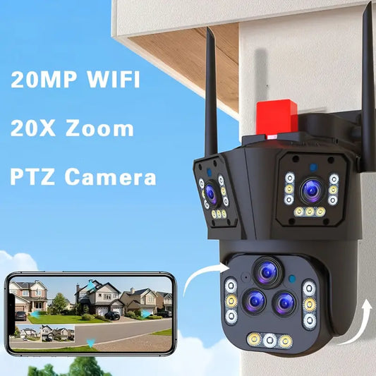 20 MP WIFI PTZ CCTV Telecamera di sicurezza Wifi Cinque lenti Tre schermi Zoom 20x